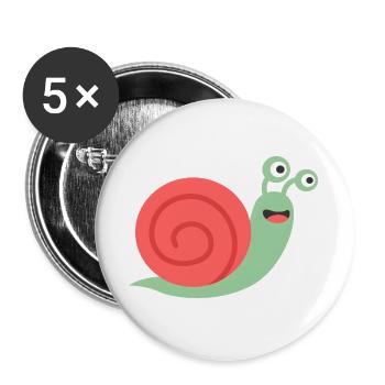 Süße Schnecke Comic Design für Babys & Kinder - Buttons groß 56 mm (5er Pack) - Weiß - Vorne