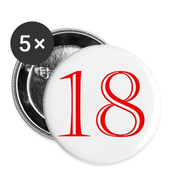 18. 18 JAHRE ALT. 18-JÄHRIGES JUBILÄUM. 18. GEBURTSTAG. - Buttons groß 56 mm (5er Pack) - Weiß - Vorne