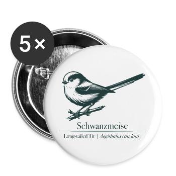 Silhouette à longue queue | Ornithologie | Dessin - Lot de 5 grands badges (56 mm) - blanc - Devant
