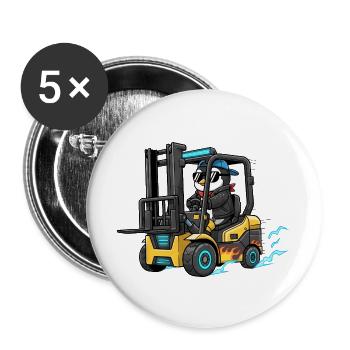Süßer Pinguin Gabelstapler Staplerfahrer Cartoon - Buttons groß 56 mm (5er Pack) - Weiß - Vorne