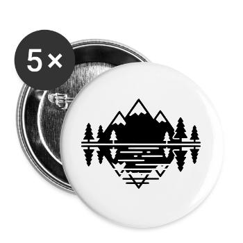 Paysage montagneux géométrique - Lot de 5 grands badges (56 mm) - blanc - Devant