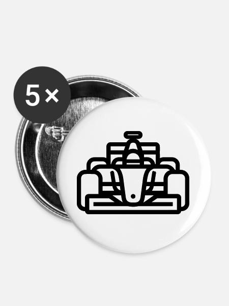 Rennwagen - Buttons groß 56 mm (5er Pack) - Weiß