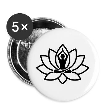 Silhouette de fleur de lotus de yoga - Lot de 5 grands badges (56 mm) - blanc - Devant