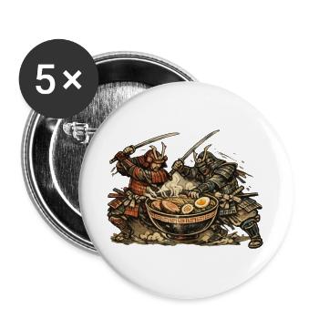 Nouilles ramen : Bataille des samouraïs japonais cool - Lot de 5 grands badges (56 mm) - blanc - Devant