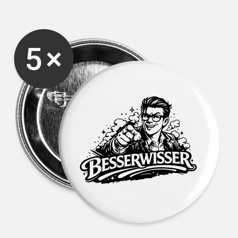 Beserwisser - Buttons large 2.2''/56 mm (5-pack) - white