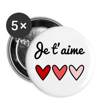 I LOVE YOU. VALENTINE'S DAY. HEART.  I LOVE YOU - Buttons large 2.2''/56 mm (5-pack) - white - Front