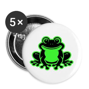Kröte Comic Frosch - Buttons groß 56 mm (5er Pack) - Weiß - Vorne