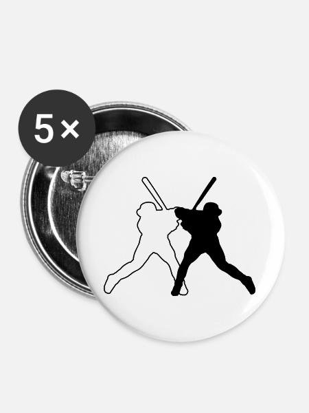 Baseball - Buttons groß 56 mm (5er Pack) - Weiß