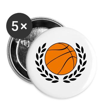 Basketball-Icon in kräftigem Orange - Buttons groß 56 mm (5er Pack) - Weiß - Vorne