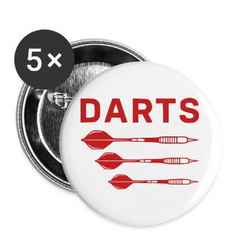 Rotes Darts Trio Design - Buttons groß 56 mm (5er Pack) - Weiß - Vorne