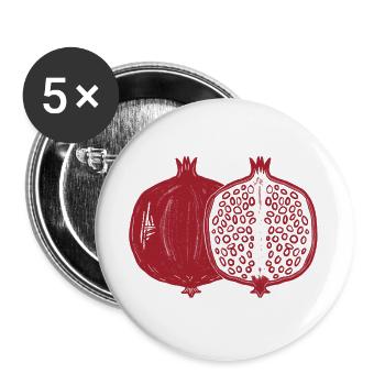 Granatapfel Schnitt Motiv - Buttons groß 56 mm (5er Pack) - Weiß - Vorne