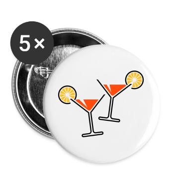 2 Cocktailgläser / Cocktail / Martini + (Orange) - Buttons groß 56 mm (5er Pack) - Weiß - Vorne