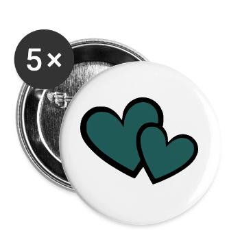 blue heart dark blue 2 hearts heart pattern - Buttons large 2.2''/56 mm (5-pack) - white - Front