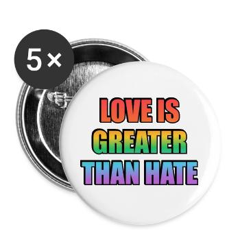 Liebe ist größer als Hass Regenbogen - Buttons groß 56 mm (5er Pack) - Weiß - Vorne