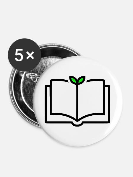 Buch Pflanze Wachstum Lernen - Buttons groß 56 mm (5er Pack) - Weiß