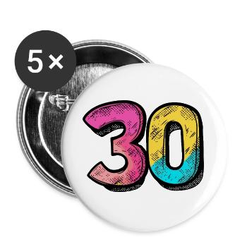 30 Number Colorful - Buttons large 2.2''/56 mm (5-pack) - white - Front