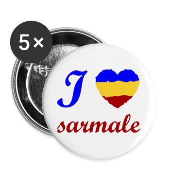Ich liebe Sarmale und Rumänien - Buttons groß 56 mm (5er Pack) - Weiß - Vorne