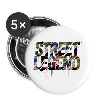 Street Legend Camo Graffiti Style - Buttons groß 56 mm (5er Pack) - Weiß - Vorne