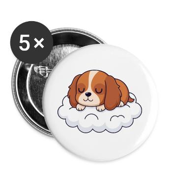 Dream of Puppy on Cloud - Buttons large 2.2''/56 mm (5-pack) - white - Front