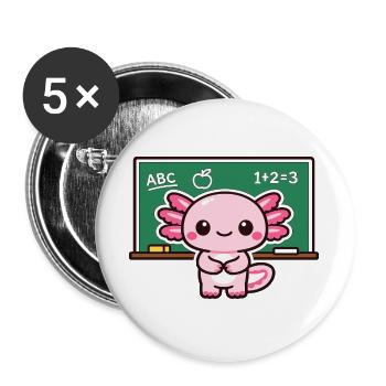 Kawaii Schuldrache mit Kreide axolotl - Buttons groß 56 mm (5er Pack) - Weiß - Vorne