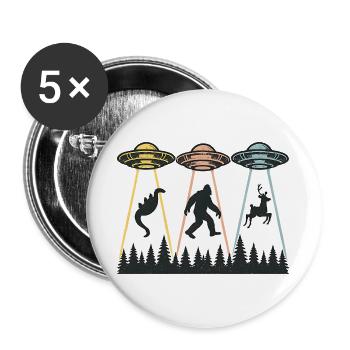 Alien Abduction Bigfoot Loch Ness Funny UFO - Buttons large 2.2''/56 mm (5-pack) - white - Front