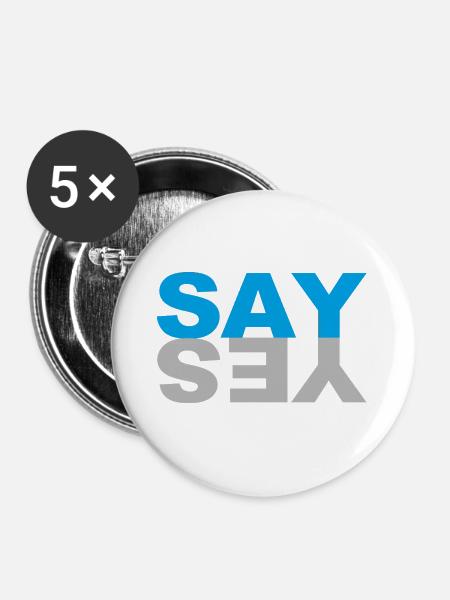 SAY YES - Buttons groß 56 mm (5er Pack) - Weiß