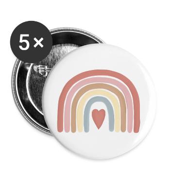 Pastellherz Regenbogenkunst - Buttons groß 56 mm (5er Pack) - Weiß - Vorne
