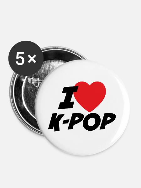 Ich liebe K-Pop - Buttons groß 56 mm (5er Pack) - Weiß