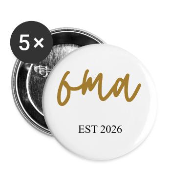 oma est 2026 - Buttons groß 56 mm (5er Pack) - Weiß - Vorne