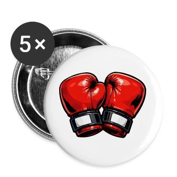 Red Cartoon Boxing Gloves - Buttons large 2.2''/56 mm (5-pack) - white - Front
