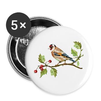 Bunter Vogel - Buttons groß 56 mm (5er Pack) - Weiß - Vorne