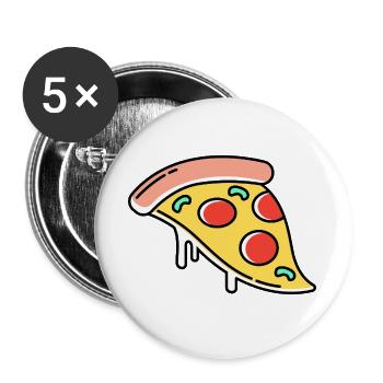 Icône de la pizza - Lot de 5 grands badges (56 mm) - blanc - Devant
