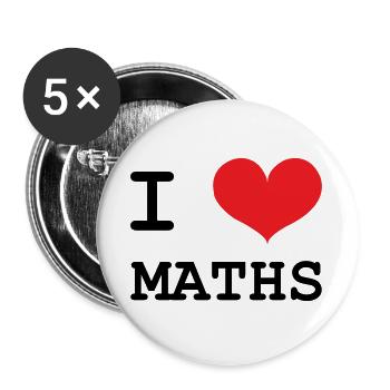 I Love Maths: Passion Mathematics T-Shirt - Buttons large 2.2''/56 mm (5-pack) - white - Front