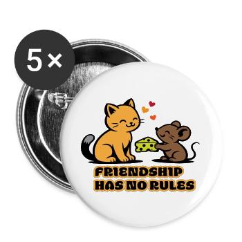 Freundschaft Ohne Regeln Katze Maus - Buttons groß 56 mm (5er Pack) - Weiß - Vorne