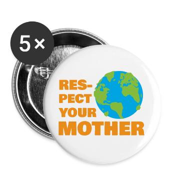 Respect Your Mother Earth Retro Eco Nature Graphic - Buttons groß 56 mm (5er Pack) - Weiß - Vorne