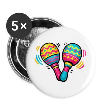 Colorful Tambourine Rhythm - Buttons large 2.2''/56 mm (5-pack) - white - Front