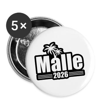 Malle 2026 Palmen - Buttons groß 56 mm (5er Pack) - Weiß - Vorne