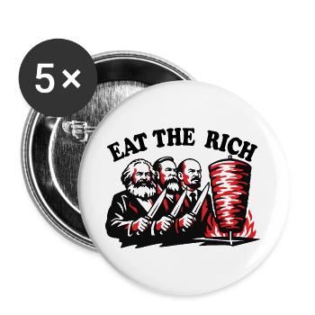 Eat the rich - Marx Engels Lenin - Döner Kebab - Buttons groß 56 mm (5er Pack) - Weiß - Vorne