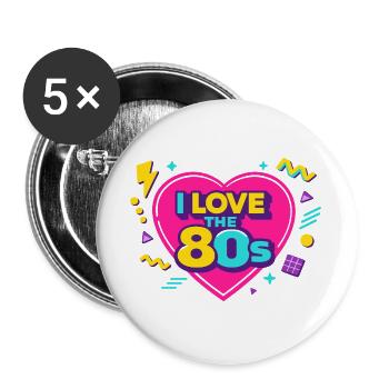 80s Retro Heart Neon Design - Buttons large 2.2''/56 mm (5-pack) - white - Front