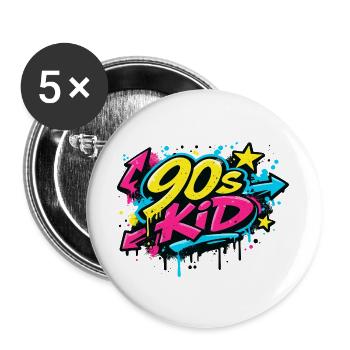 90s Kid Graffiti Burst - Buttons groß 56 mm (5er Pack) - Weiß - Vorne