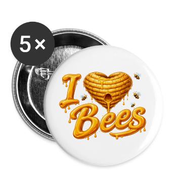 I Love Bees Honey Bees Illustration - Buttons large 2.2''/56 mm (5-pack) - white - Front
