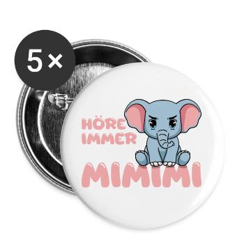 Ich Höre Immer Nur Ein Mimimi Elefant - Buttons groß 56 mm (5er Pack) - Weiß - Vorne