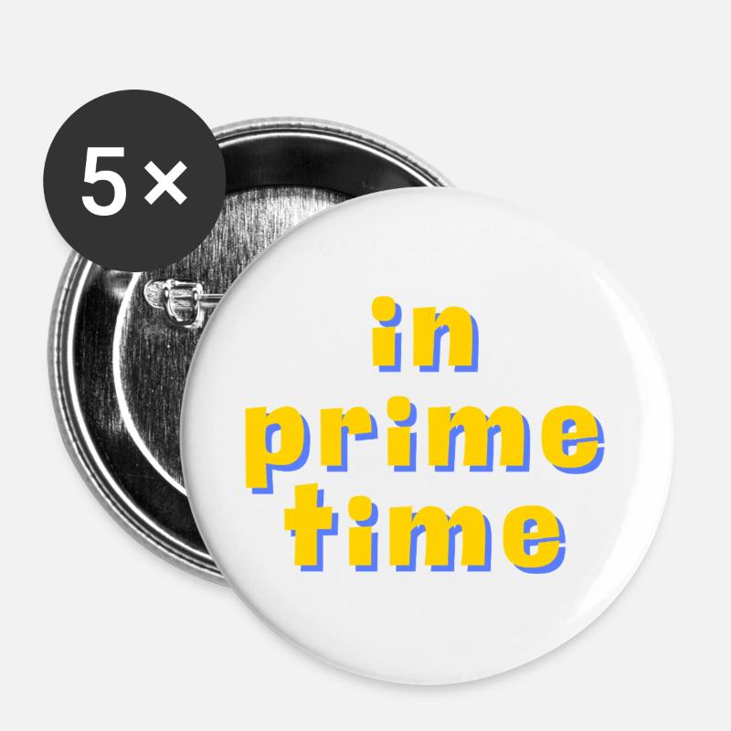 In Prime Time Retro 3D Typography - Buttons large 2.2''/56 mm (5-pack) - white