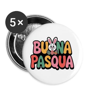 Frohes Osterhase - Buttons groß 56 mm (5er Pack) - Weiß - Vorne