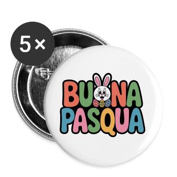 Osterhase - Buttons groß 56 mm (5er Pack) - Weiß - Vorne