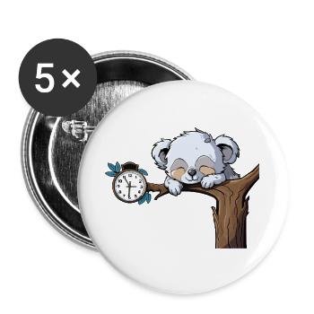 Sleeping koala on the clock branch - Buttons large 2.2''/56 mm (5-pack) - white - Front