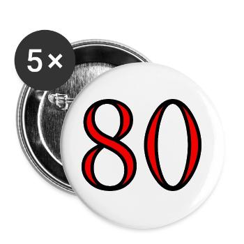 80. 80 YEARS. 80th ANNIVERSARY. 80 YEARS ANNIVERSARY. - Buttons large 2.2''/56 mm (5-pack) - white - Front
