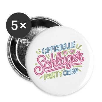 Schlager Party Crew Mallorca Festival JGA Malle - Buttons groß 56 mm (5er Pack) - Weiß - Vorne