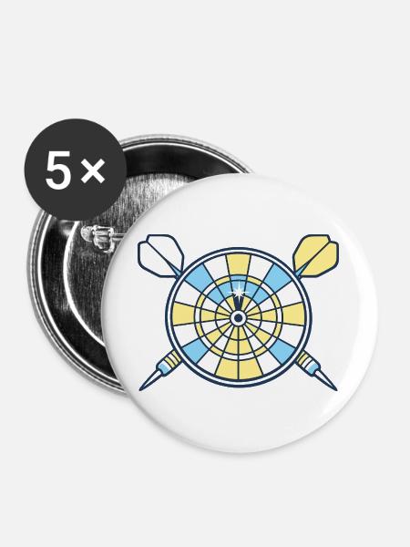 Zielscheiben-Dartkunst - Buttons groß 56 mm (5er Pack) - Weiß