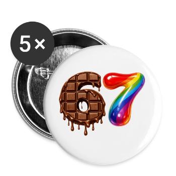 67 - 6 7 - Six Seven Meme - Chocolate - Buttons large 2.2''/56 mm (5-pack) - white - Front